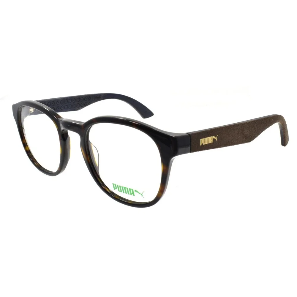 PUMA PU0043O 003 Eyeglasses Frames 49-22-140 Havana & Brown w/ Suede